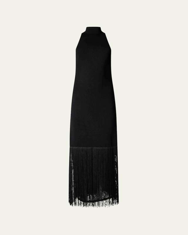 Fringe High-Neck Dress
